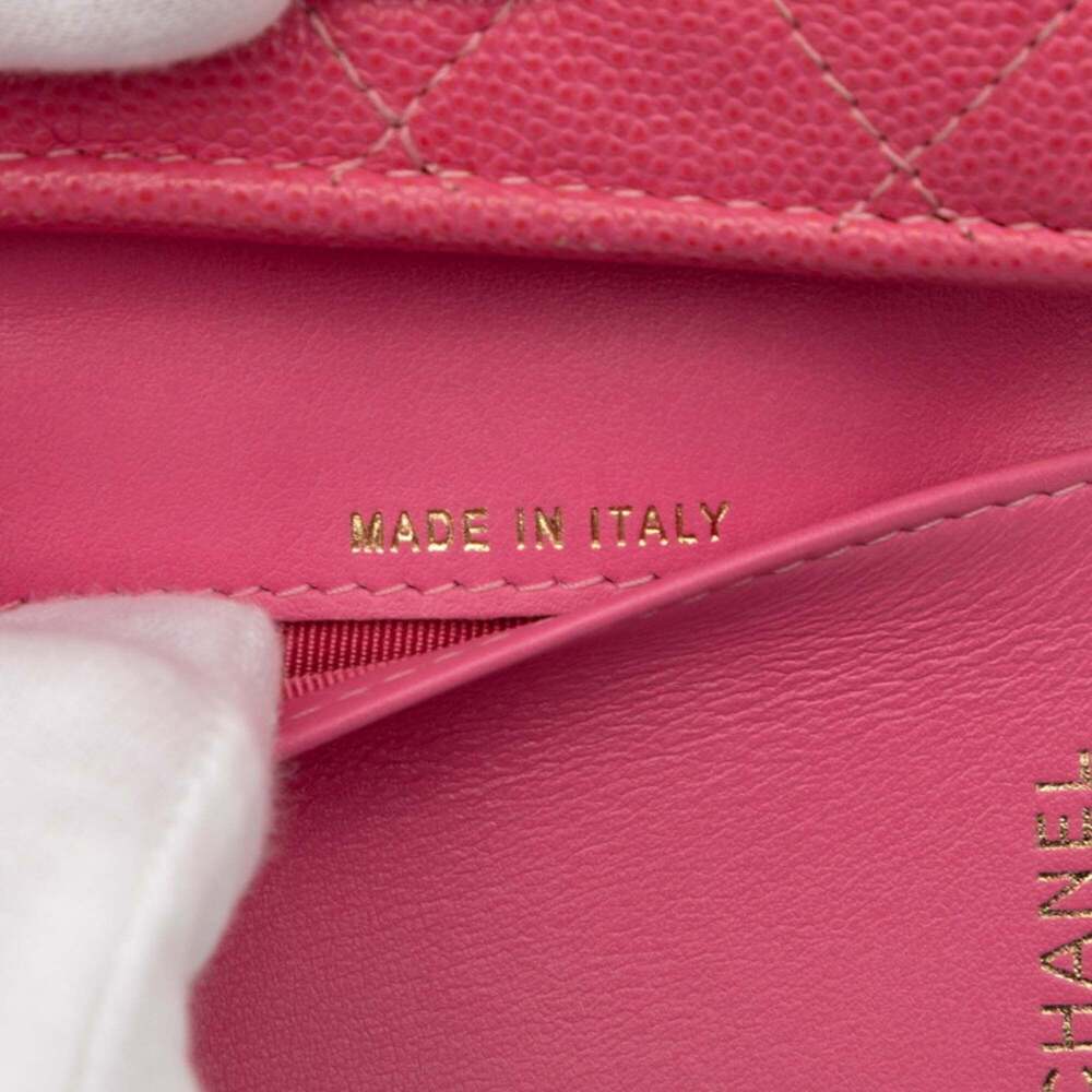 CHANEL Authentic Pink Caviar Leather Logo Wallet - Picture 8 of 9